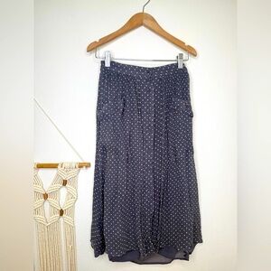 Rebecca Taylor Skirt whimsy grey polka dot A-Line Midi silk chiffon boho granny